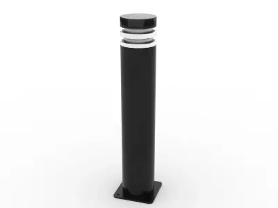 Black Stainless Steel Bollard with Double Collar 3D model