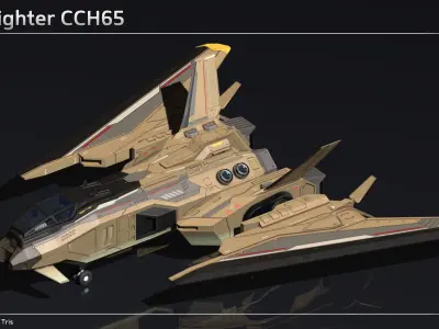 Scifi Fighter CCH65 Low-poly 3D model
