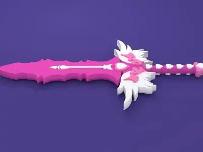 Pink Fairy Love Sword 3D Model Low-poly 3D model