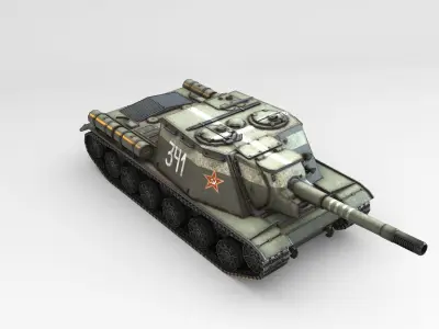 Low Poly ISU 152 self propelled gun Low-poly 3D model