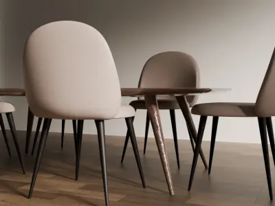 Modern Dining Table Set Low-poly 3D model