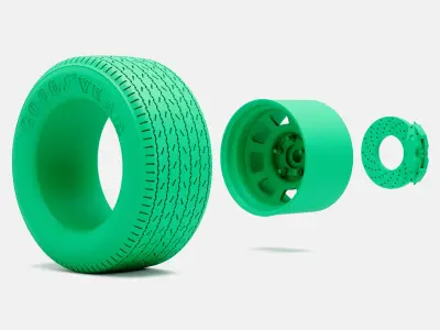 15x10 Bassett D-Hole Wheel Goodyear Blue Streak Tire 3D print model