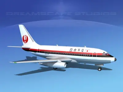 Boeing 737-100 Japan Airlines 3D model
