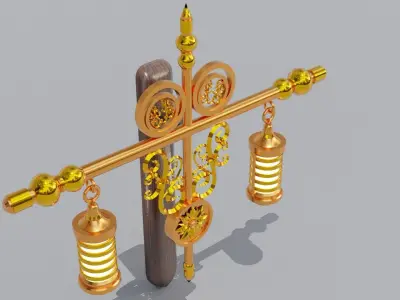 Ornament Gold Wall Lamp for decoration Free low-poly 3D model