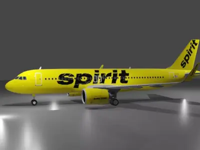 Spirit Airlines airbus  a320neo 3D model  Low-poly 3D model