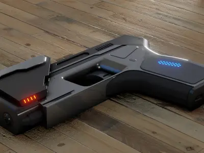 Sci-Fi compact weapon gun Low-poly 3D model