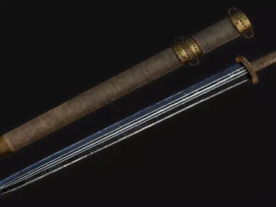 Viking Sword with sheats Low-poly 3D model