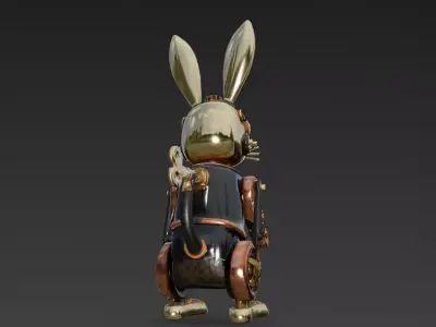 Stylized Wind-Up Rabbit Toy 3D Model 3D model