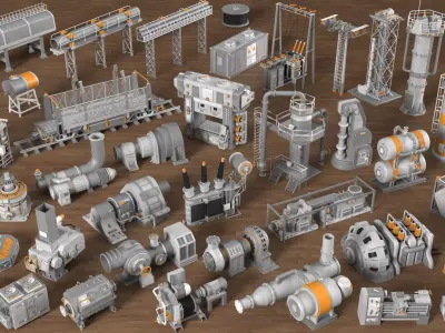 Industrial Units Collection 2 - 40 pieces 3D model