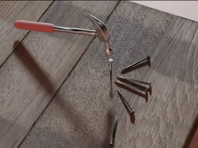 Hammer and nail Free 3D model