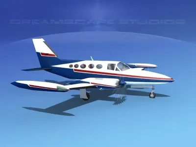 Cessna 414 Chancellor V08 3D model