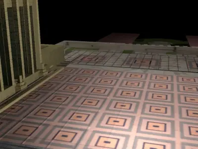 Museum Place du Trocadero LOW POLY Low-poly 3D model