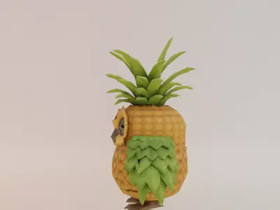 Ananasita Owlita Italian brainrot Low Poly Character Low-poly 3D model