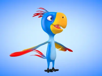 Parrot cartoon Low-poly 3D model