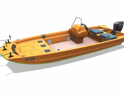 Electric Fishing Boat Low-poly PBR Low-poly 3D model