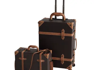 Baggage set 2 two suitcases with handles and wheels 3D model
