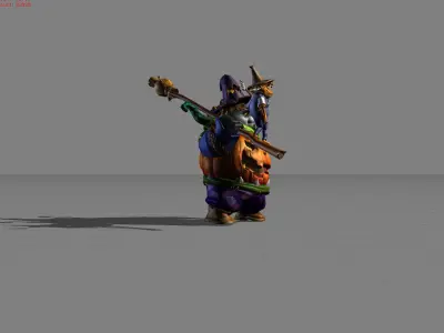 Akai Pumpkin Brawler Low-poly 3D model