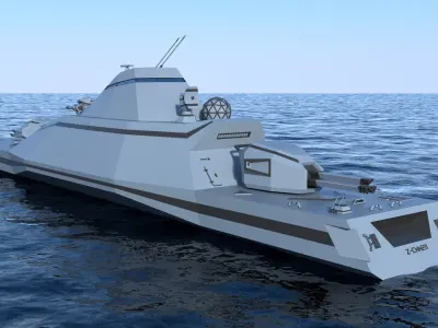 Futuristic Military Stealth Ship Low-poly 3D model