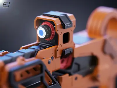 Sci-fi LMG Gun Low-poly 3D model