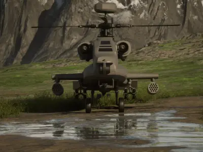 AgustaWestland AH-64 Attack Helicopter Low-poly 3D model