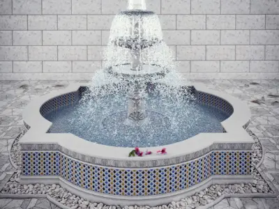 Fountains Collection Waterfall Low-poly 3D model