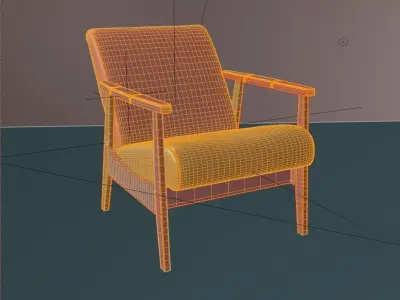 Mid-Century High-Poly Armchair USSR Boucle 3D model Free 3D model