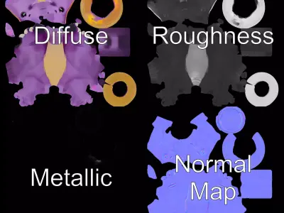 Purple Dinosaur with Straw Hat Rigged and Animated Model Low-poly 3D model