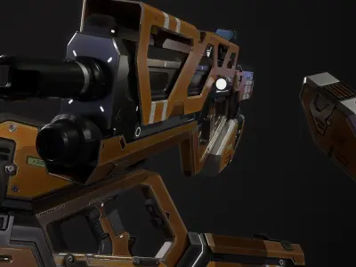 Scifi Assult Rifel Gun Low-poly 3D model