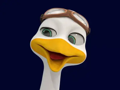 Asset - Cartoons - Character - Animals - Rig - Stork  Low-poly 3D model