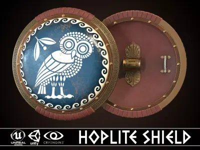 Hoplite Shield Athens  Low-poly 3D model