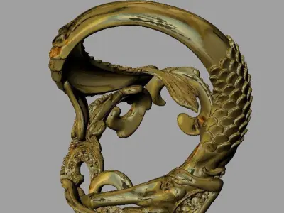 Fashion Women Mermaid Ring Free 3D print model