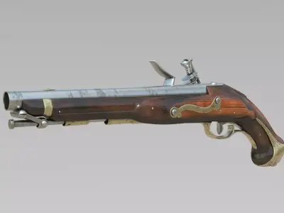 Flintlock Pistol Historic gun 3D model