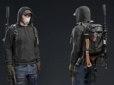 Post Apocalyptic Survivor Character  Low-poly 3D model