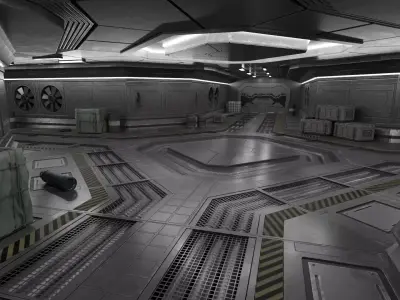 Space Ship Hallway Low-poly 3D model