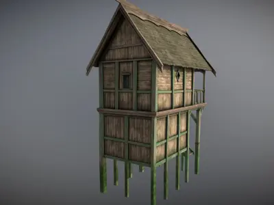 Medieval lake village - House 12 Low-poly 3D model