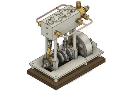 2 Cylinder Vertical Marine Type Steam Engine 3D model