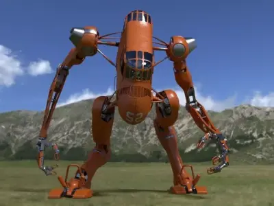 Fully Rigged Recycled Seahorse Mecha 3D model