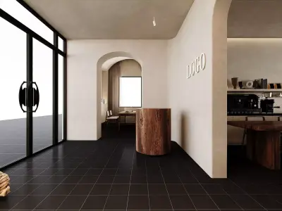 Wabi-Sabi Coffee Shop Interior 3D model