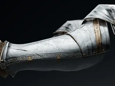  Female Knight Knee Ankle Armor MidPoly 3D model