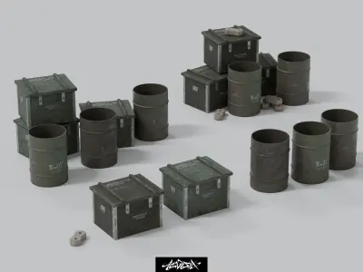 Military Base Kitbash set with over 50 Buildings and Assets 3D model