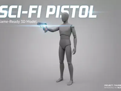 low poly sci-fi gun Low-poly 3D model purchase