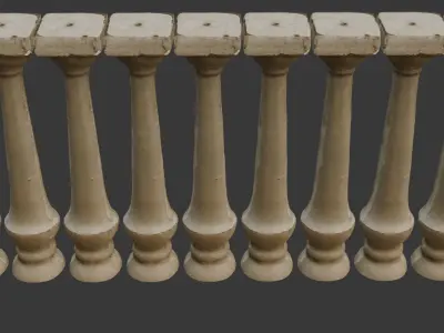 Classical Stone Balustrade 3D Scan Low-poly 3D model
