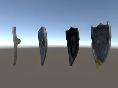 PBR Fantasy Weapons Shields Low-poly 3D model