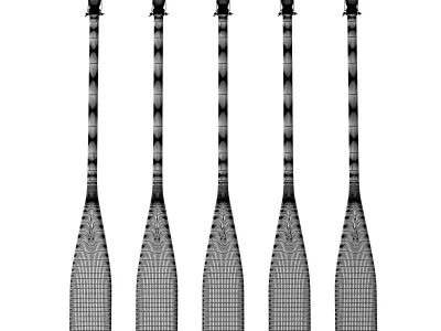 Set of painted oars 3D model