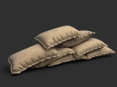 Low poly Sandbag Pack 200203 Free low-poly 3D model