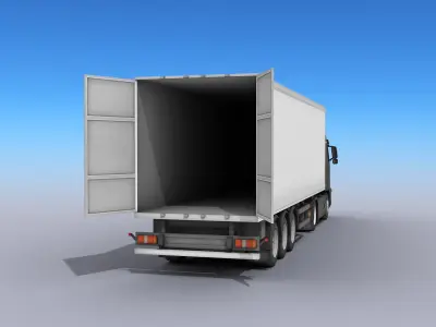 Big Truck With Trailer Low-poly 3D model