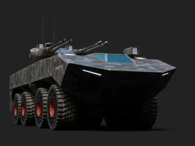 Tank Model Military Si-Fi Source Files Attached 8K Textures Low-poly 3D model