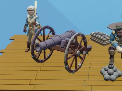 Package of low-poly medieval cannons Low-poly 3D model