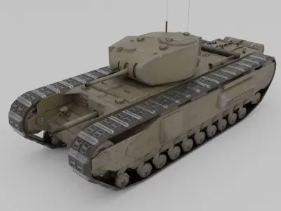 Churchill MK I Infantry Support Heavy Tank Low-poly 3D model
