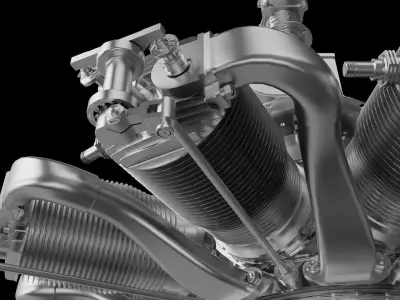 Bleriot star-shaped 9-cylinder flight engine 3D print model